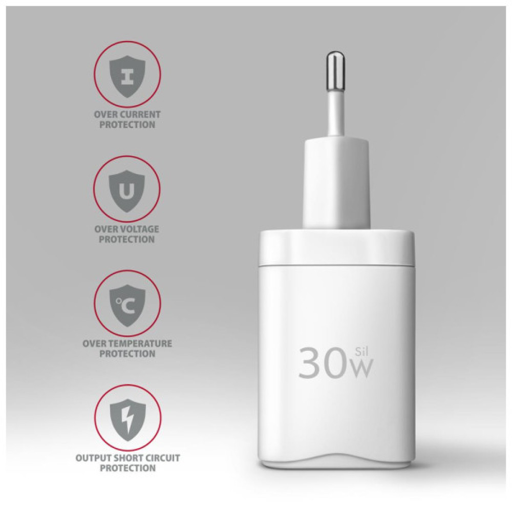 Зарядний пристрій AXAGON 1xUSB QC4.0 + 1xUSB-C PD30W PPS white (ACU-PQ30W)