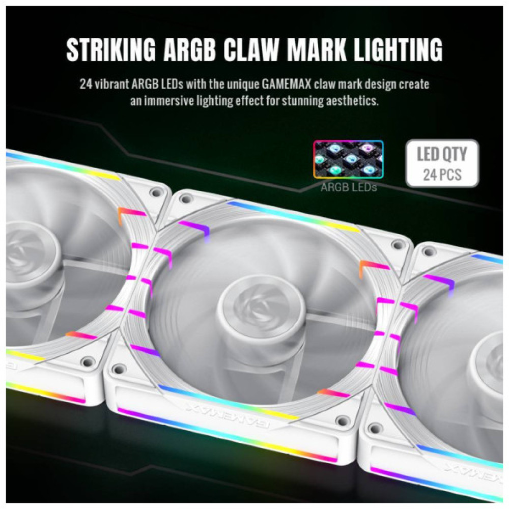 Кулер до корпусу Gamemax Tornado T12 ARGB-RW