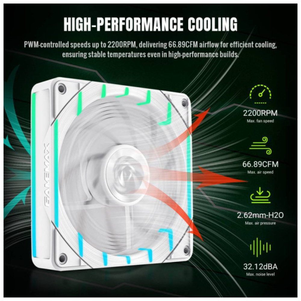 Кулер до корпусу Gamemax Tornado T12 ARGB-RW