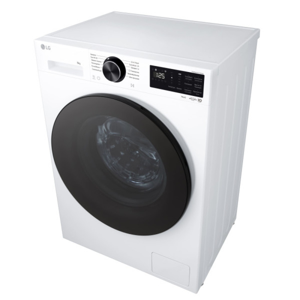 Пральна машина LG фронтальна, 8кг, 1200, A, 48см, дисплей, пара, інвертор, білий
