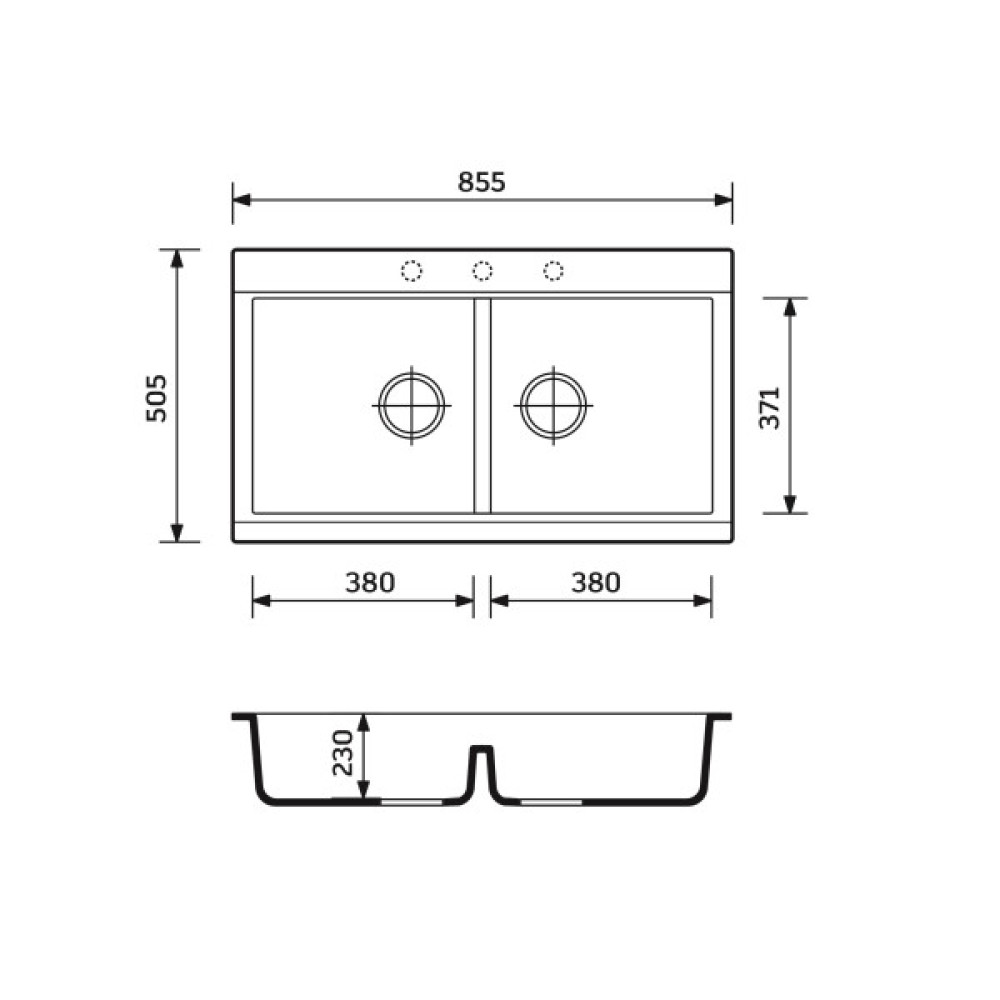 Набір кухонний Adamant Similar, штучний камінь, прямокут., без крила, 885x505x230мм, чаша - 2, врізна, Old stone + змішувач + дозатор + ополіскувач склянок + коландер