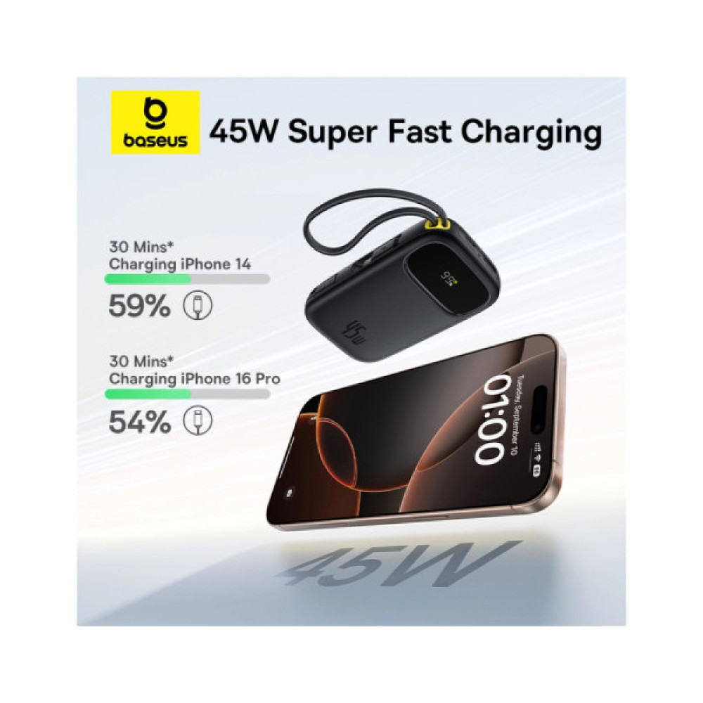 Батарея універсальна Baseus EnerFill FC31 Qpow 3 20000mAh 45W PD/3.0 QC/4.0 Black (E0028D00 / P10082105123-00)