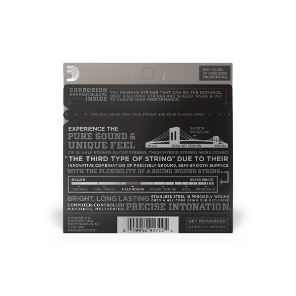 Струни для гітари D'Addario XL Half Rounds Regular Light (10-46) (EHR310)