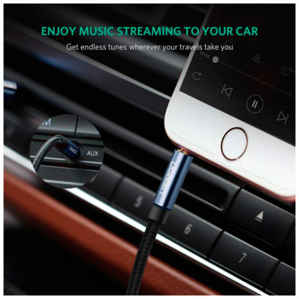 Кабель мультимедійний 3.5mm M to 3.5mm M 2.0m AV112 blue Ugreen (10687)