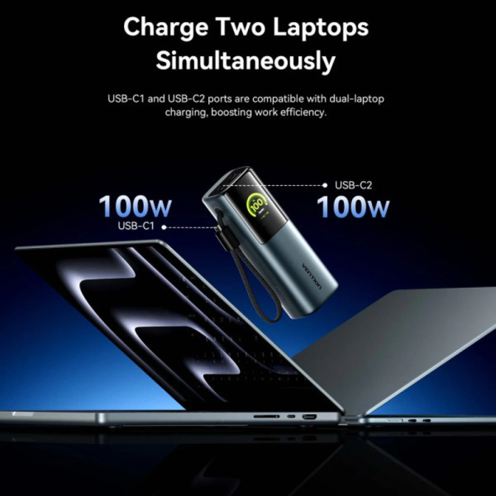Батарея універсальна Vention 27000 mAh 200W Gray TFT Display Type (FKGH0)