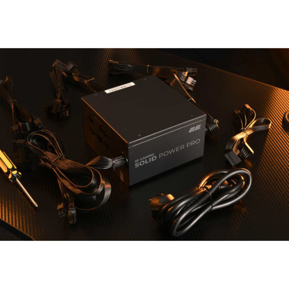 Блок живлення 2E GAMING Solid Power Pro ATX3.1 GEN5.0  (750W), >85%, 80+ Bronze, 120мм, 1xMB 24pin(20+4), 2xCPU 8pin(4+4), 3xMolex, 6xSATA, 4xPCIe 8pin(6+2), 1xPCIe GEN5 16pin, Semi Modular
