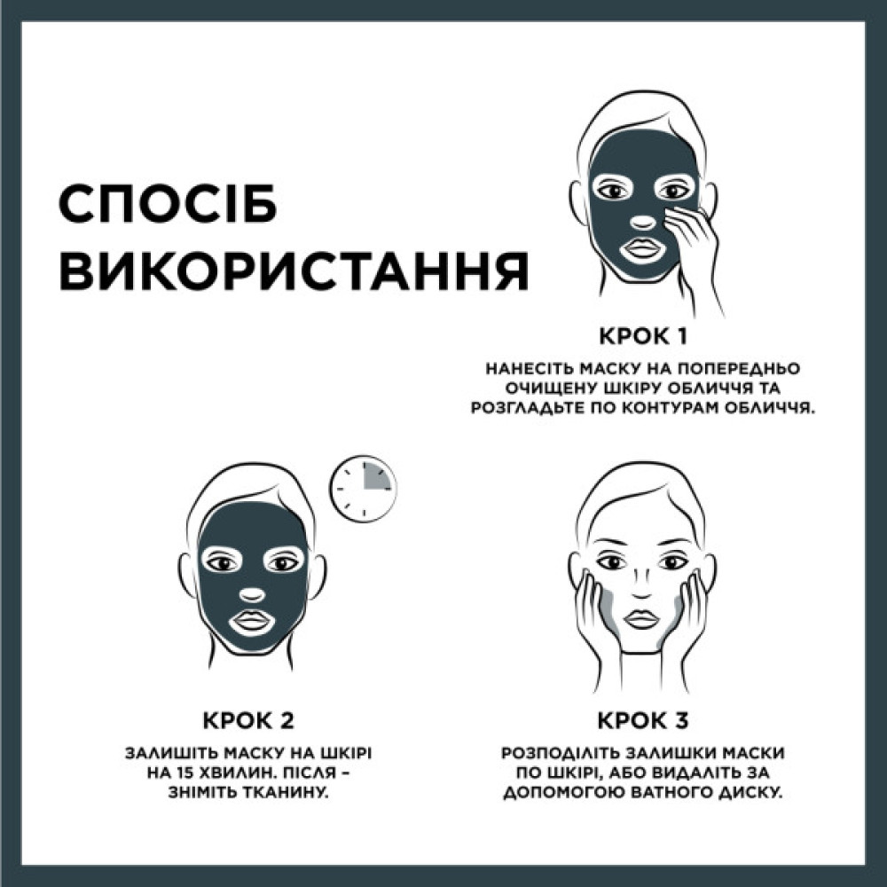 Маска для обличчя Garnier Skin Naturals Чорна Тканинна Вугілля + Чорні водорості 28 г (3600542097208/3600542097253)