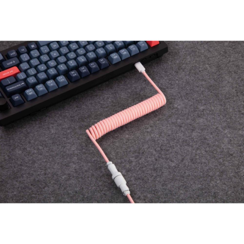 Дата кабель USB-C + USB A to USB-C 1.36m Coiled Aviator pink Keychron (CAB15_KEYCHRON)