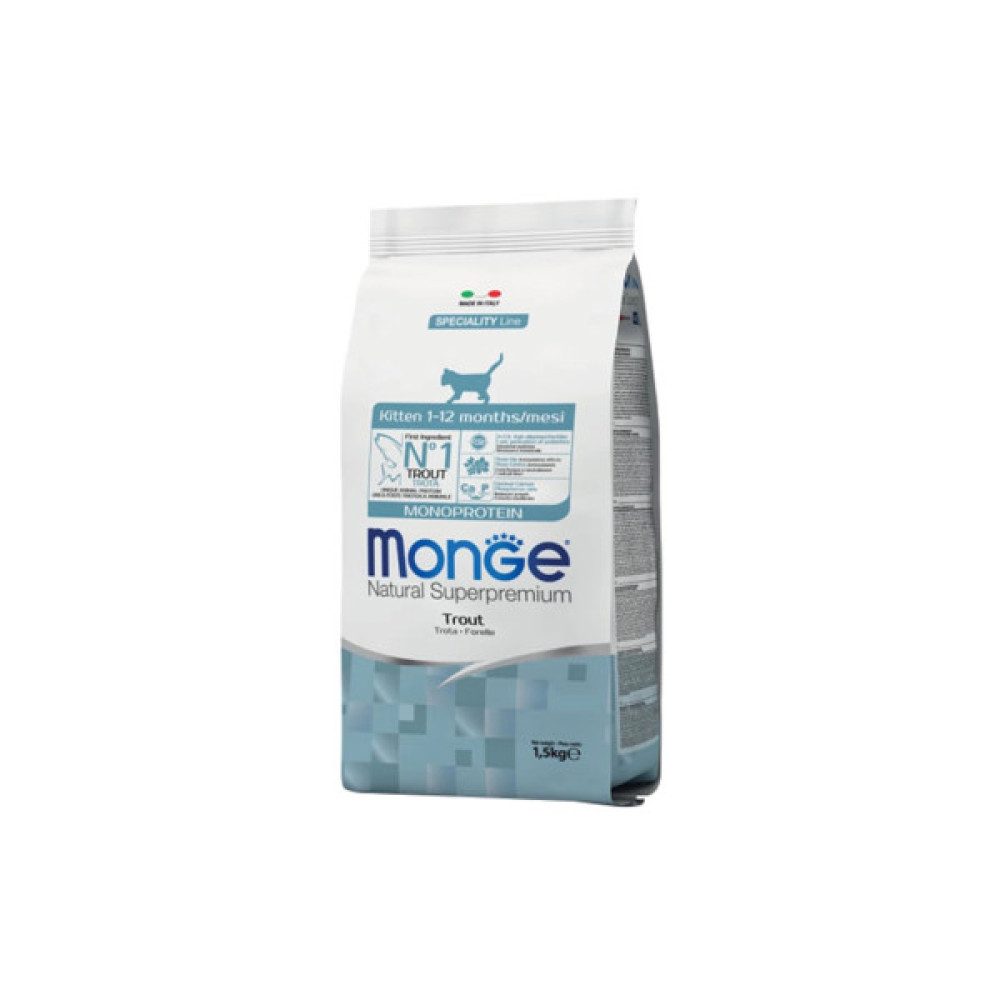 Сухий корм для кішок Monge Cat Monoprotein Kitten з фореллю 1.5 кг (8009470005500)