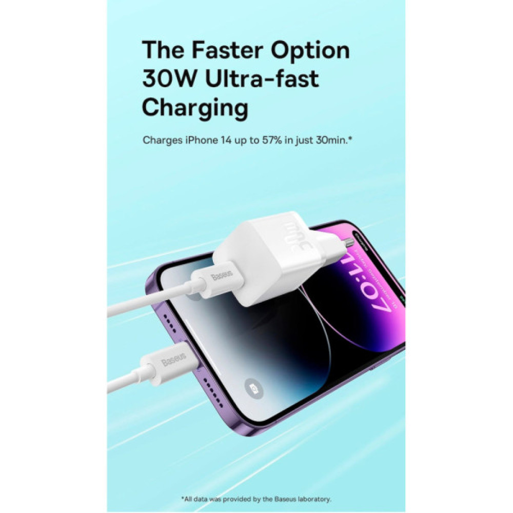 Зарядний пристрій Baseus GaN5 Fast Charger USB-C 30W black (CCGN070401)