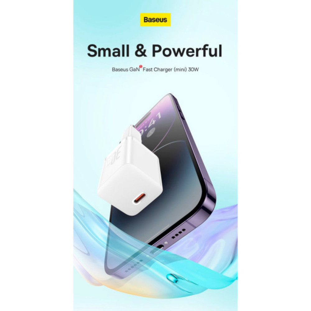 Зарядний пристрій Baseus GaN5 Fast Charger USB-C 30W black (CCGN070401)
