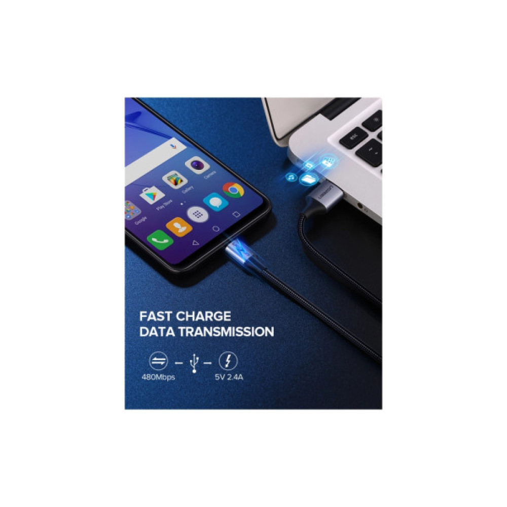 Дата кабель USB 2.0 AM to USB-C 0.5m 3A US288 black Ugreen (60125)
