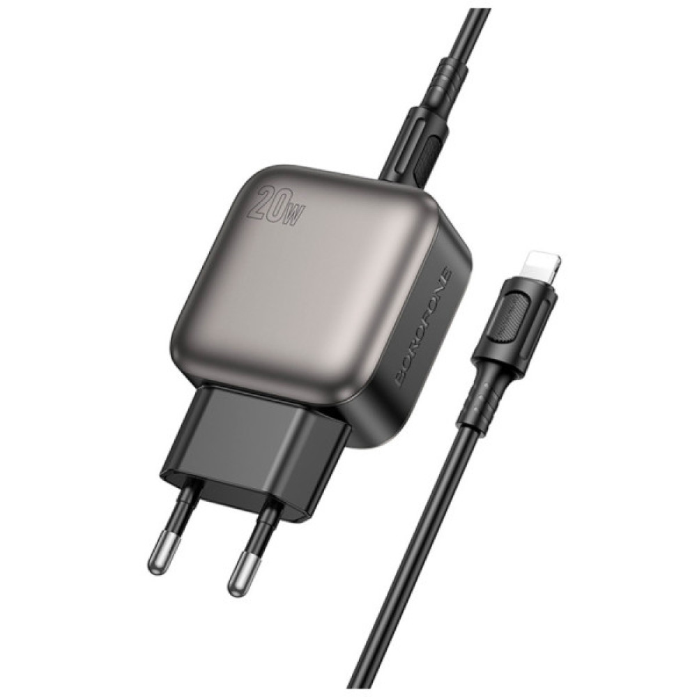 Зарядний пристрій BOROFONE BAS54A Absolute 1xUSB-C PD20W + 1xUSB QC3.0 + cable USB-C to Lightning Black (6941991116216)