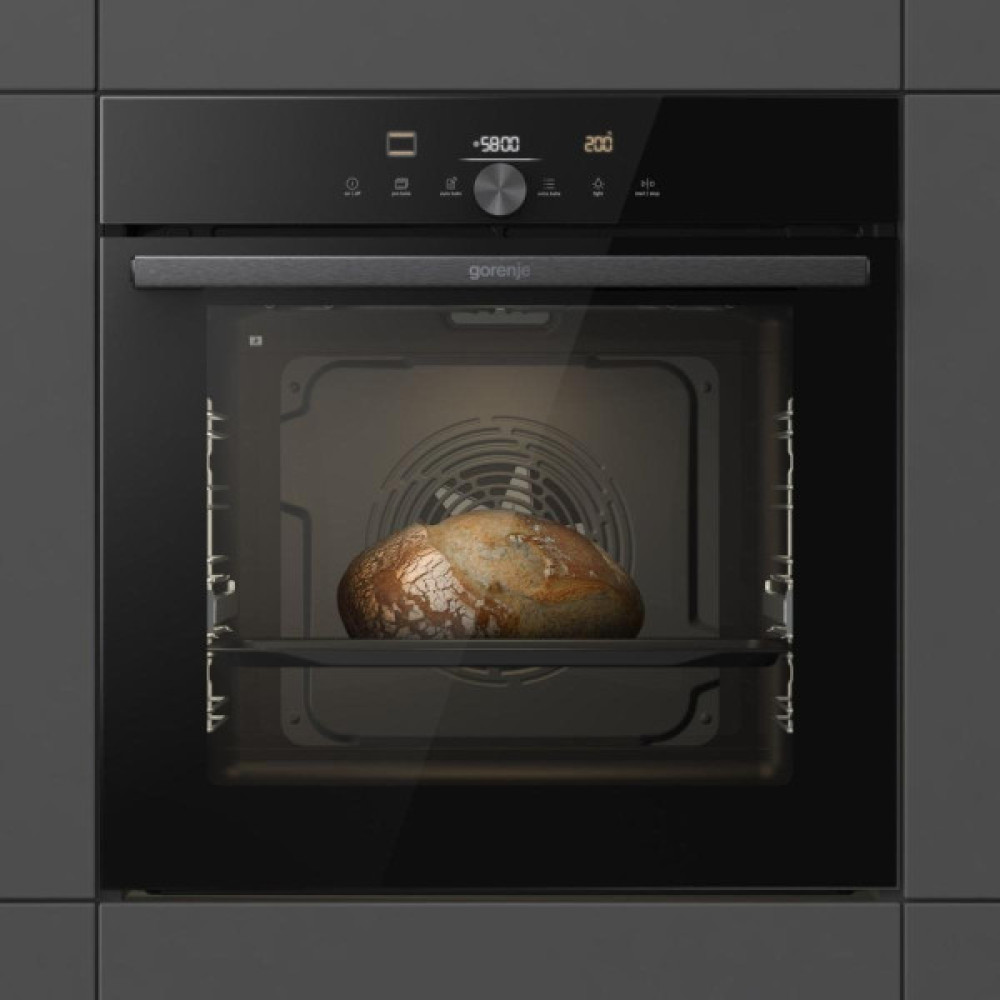 Духова шафа Gorenje електрична, 77л, A+, пара, дисплей, IconTouch, чорний