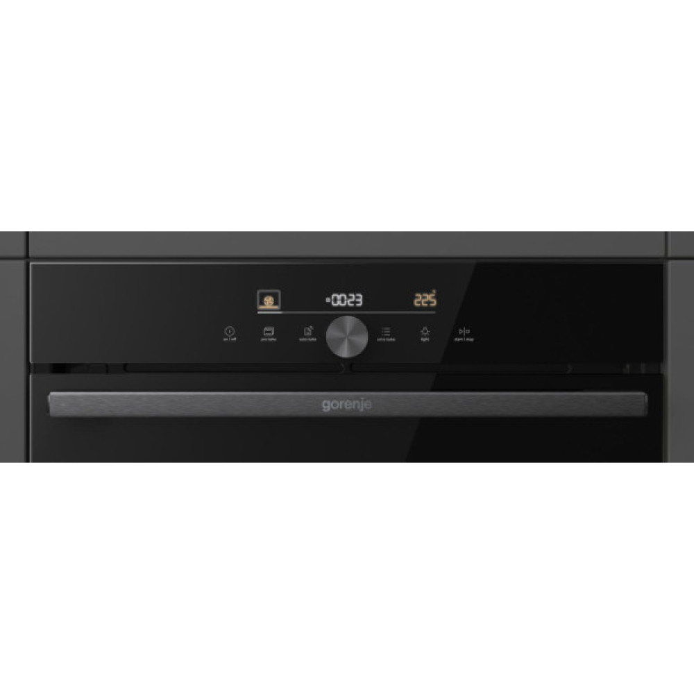 Духова шафа Gorenje електрична, 77л, A+, пара, дисплей, IconTouch, чорний