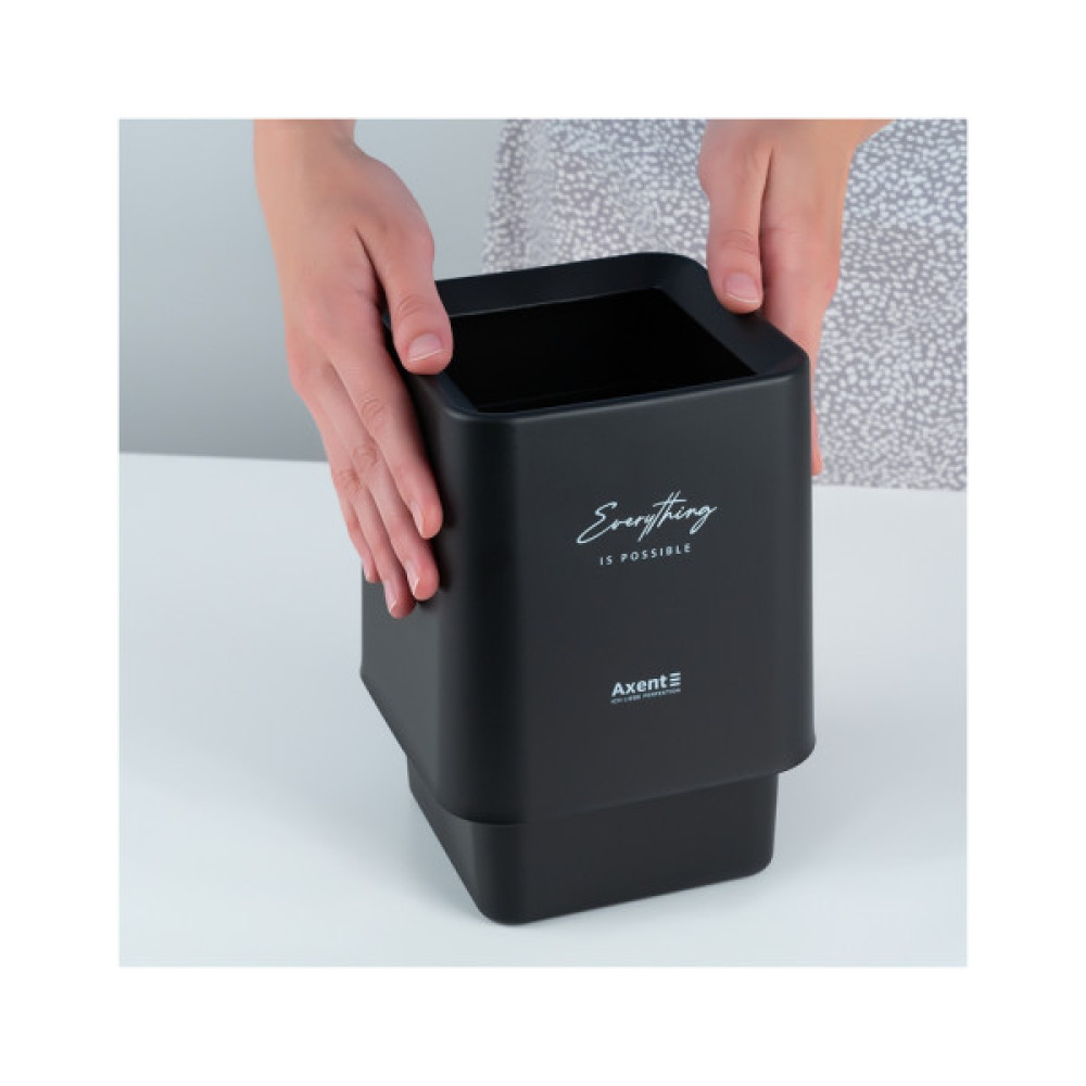 Кошик для паперів Axent Настільний контейнер для сміття, квадратний, чорний (2132-01-A)