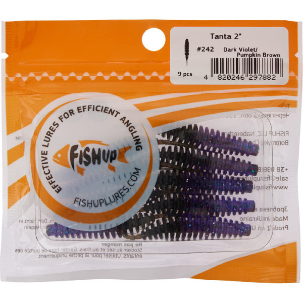 Силікон рибальський FishUP Tanta 2" 242 - Dark Violet/Pumpkin Brown (9шт/уп) (1864.01.12)