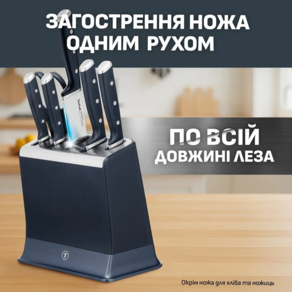 Набір ножів Tefal EverSharp Pro з блоком 6 предметів синій (K297S744)