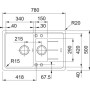Мийка кухонна Franke Basis, фраграніт, прямокутник, з крилом, 780х500х200мм, чаша - 1,5, врізна, BFG 651-78, чорний матовий