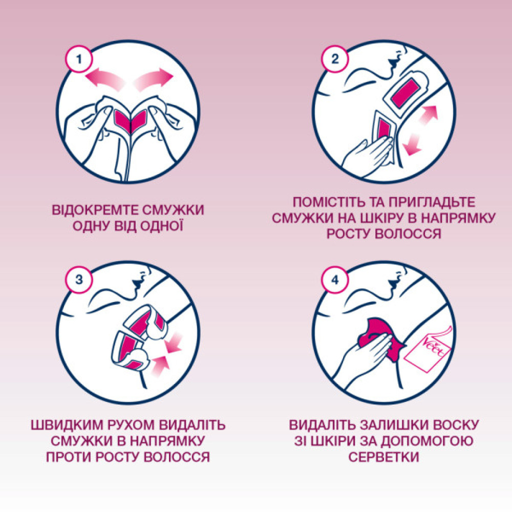 Воскові смужки Veet для чутливої шкіри пахв і лінії бікіні 14 шт. (3059944022859/4680012390922)