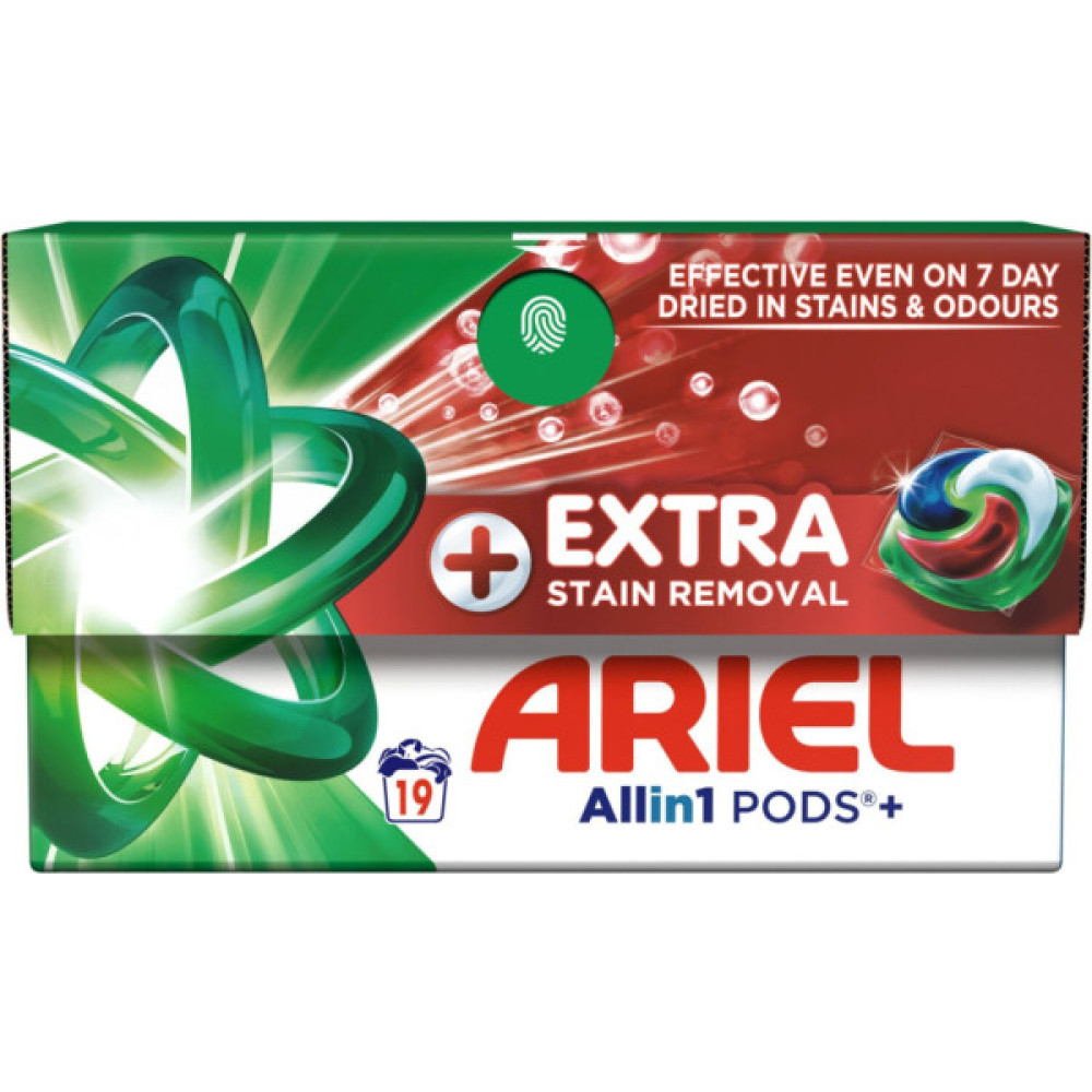Капсули для прання Ariel Pods+ All-in-1 Extra Stain Removal Екстрасила виведення плям 19 шт. (8700216765800)