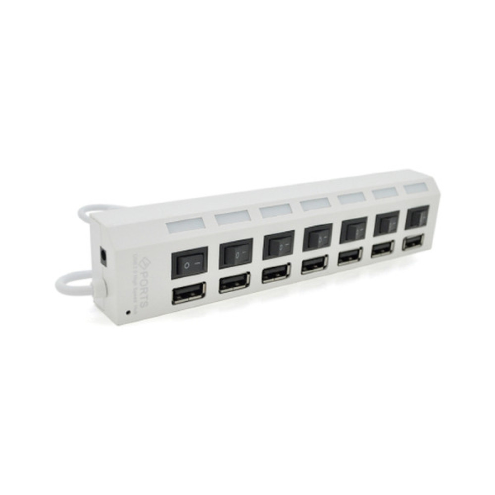 Концентратор Voltronic USB 2.0 to 7xUSB with switches white (YT-H7SHS-W)