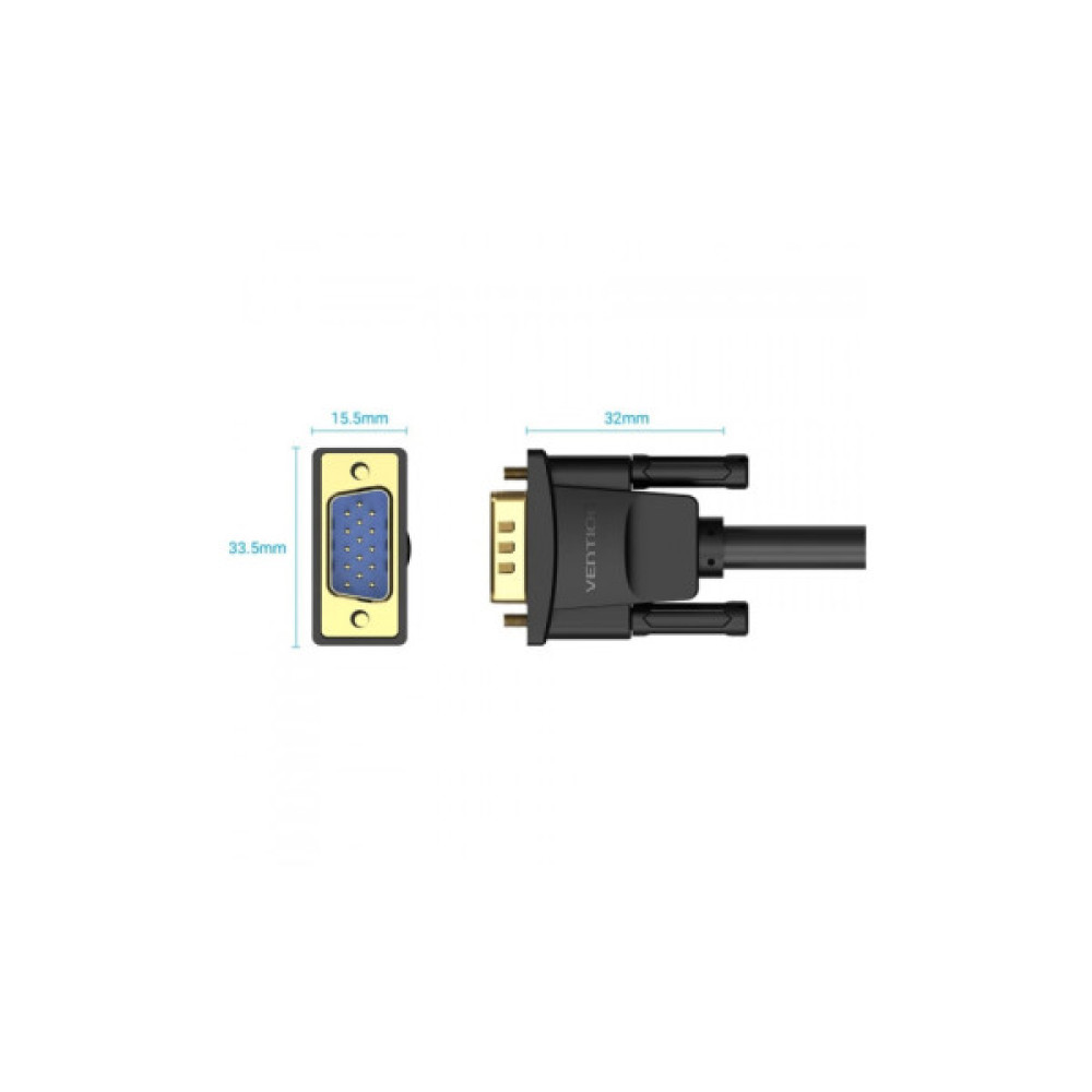 Кабель мультимедійний VGA M to VGA M 1.0m ferrite black Vention (DAEBF)