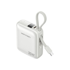 Батарея універсальна Vention 10000mAh 35W PD, QC, built-in USB-C Cable, LED Display, Beige (FHEN0)