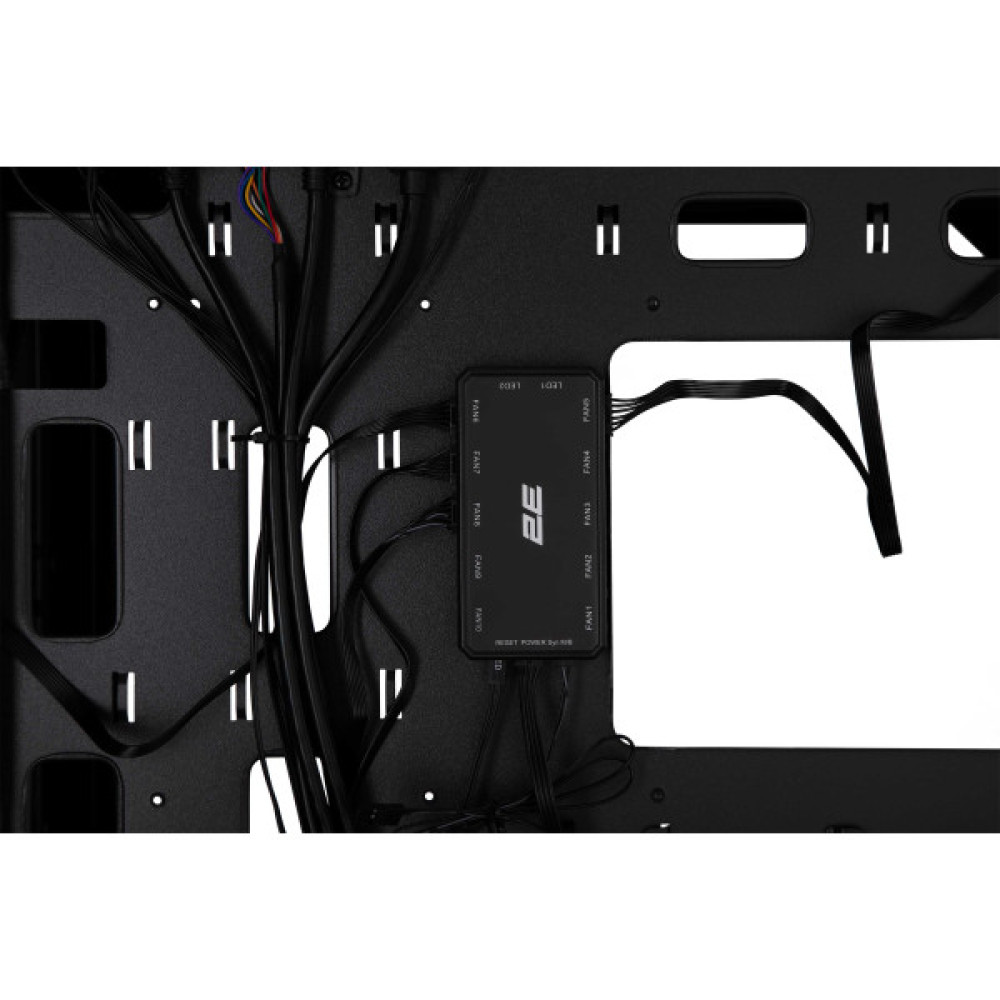 Корпус 2E GAMING Vertex GI01B без БЖ 2xUSB3.0, 1xUSBType-C, 3x140мм ARGB, 1x120мм ARGB, VGA 380мм, LCS ready, контролер з пультом, TG Side Panel, EATX, чорний