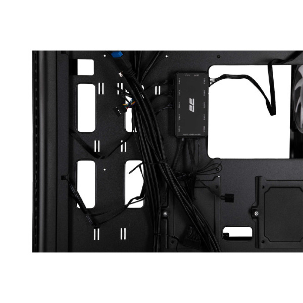 Корпус 2E GAMING Vertex GI01B без БЖ 2xUSB3.0, 1xUSBType-C, 3x140мм ARGB, 1x120мм ARGB, VGA 380мм, LCS ready, контролер з пультом, TG Side Panel, EATX, чорний