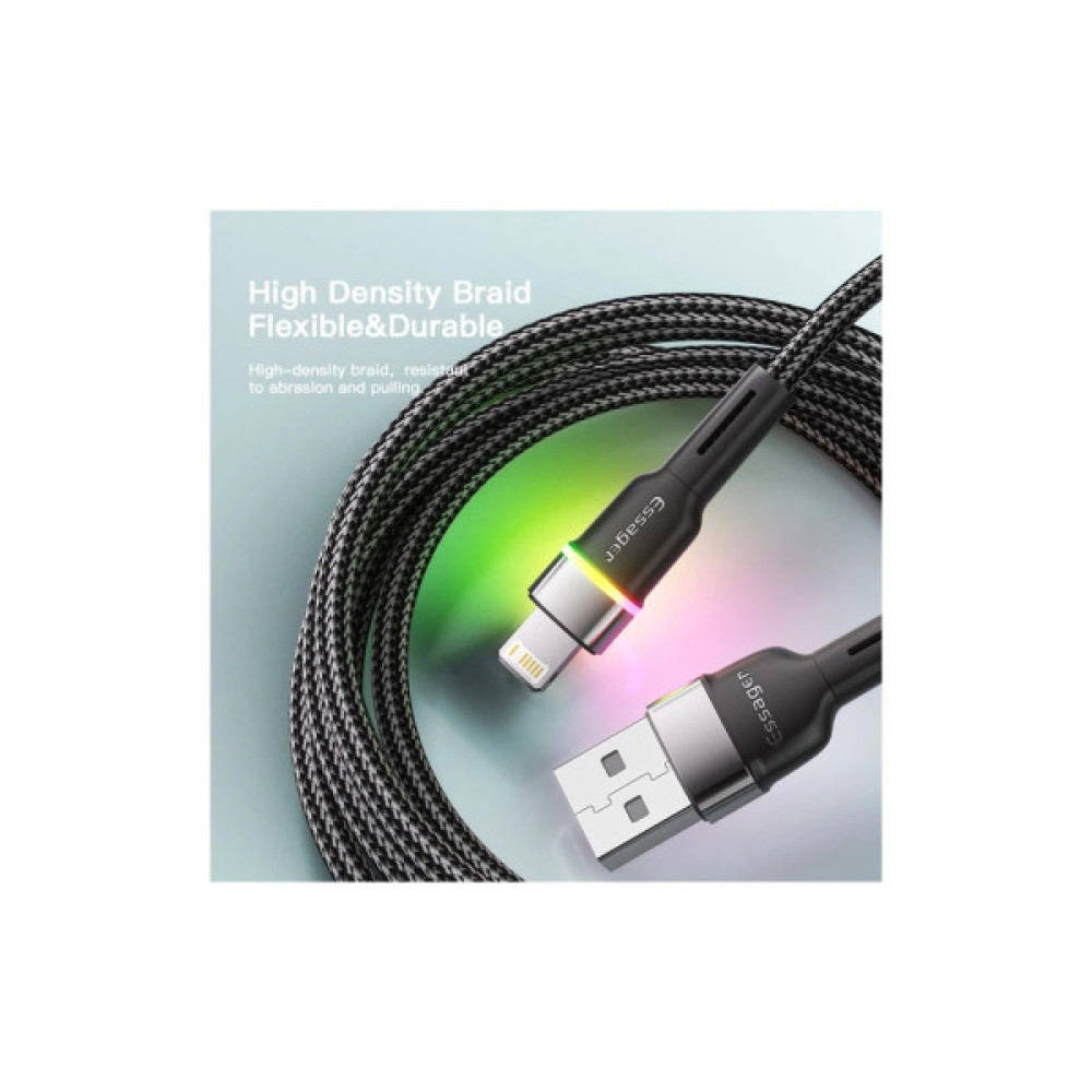 Дата кабель USB 2.0 AM to Lightning 1.0m 2.4A black Essager (EXCL-XCD01)