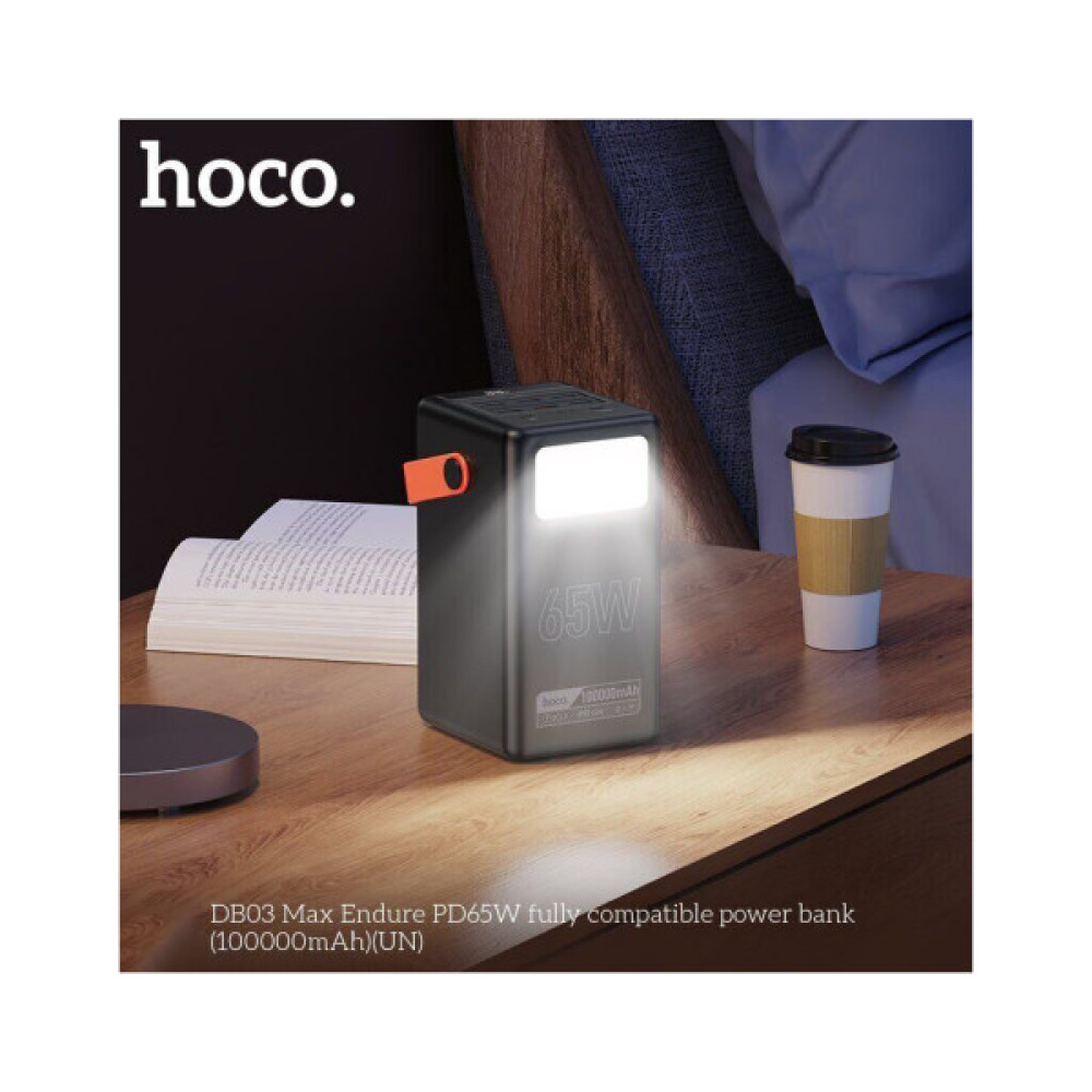 Батарея універсальна HOCO 100000mAh Max Centurion PD/65W, QC, LED Lamp, Black (DB03 / 714722)