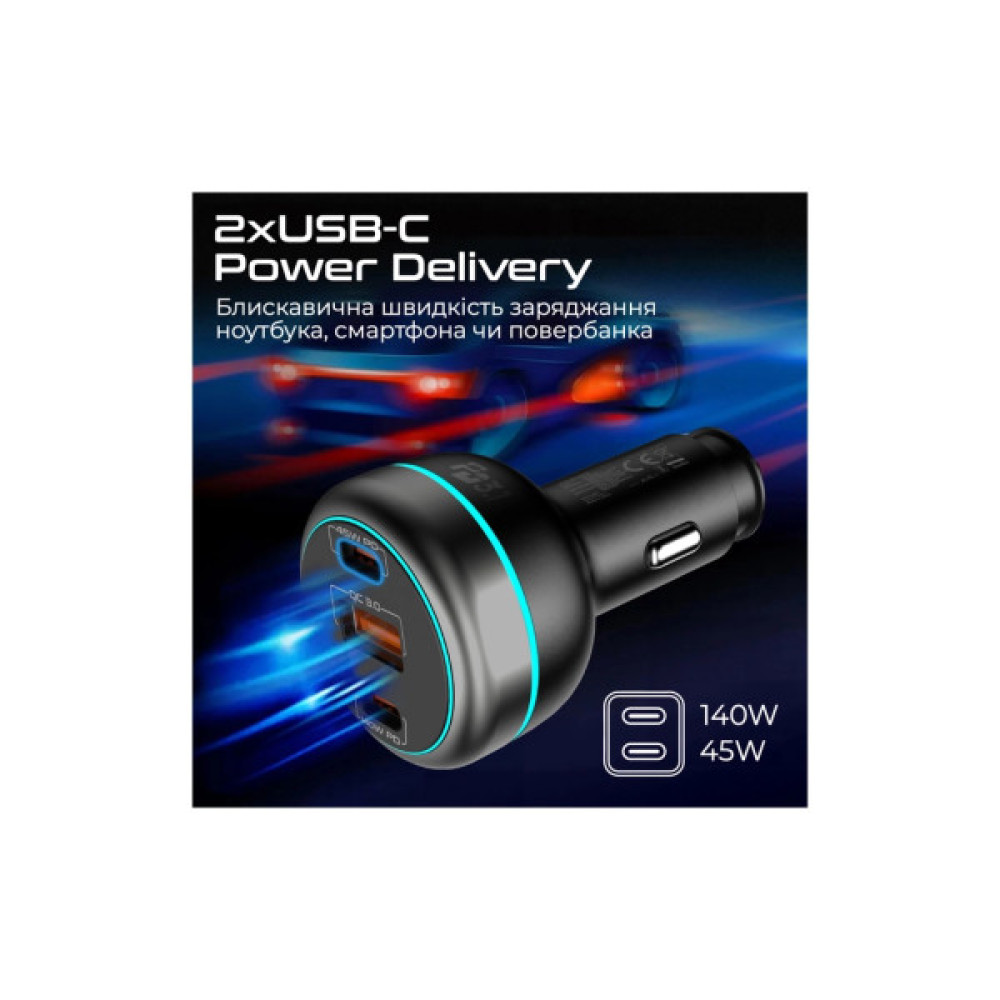 Зарядний пристрій Promate 2xUSB-C PD + USB-A QC3.0 (powerdrive-230)