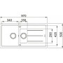 Мийка кухонна Franke Basis фраграніт, прямокут., з крилом, 970х500х200мм, чаша - 2, врізна, онікс
