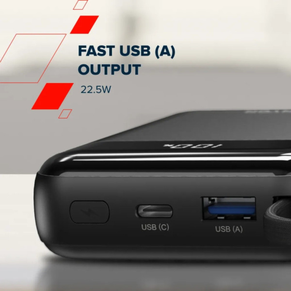 Батарея універсальна Canyon 10000mAh OnPower 104 PD/20W, QC/22.5W built-in cable Black (CNS-CPB104B)