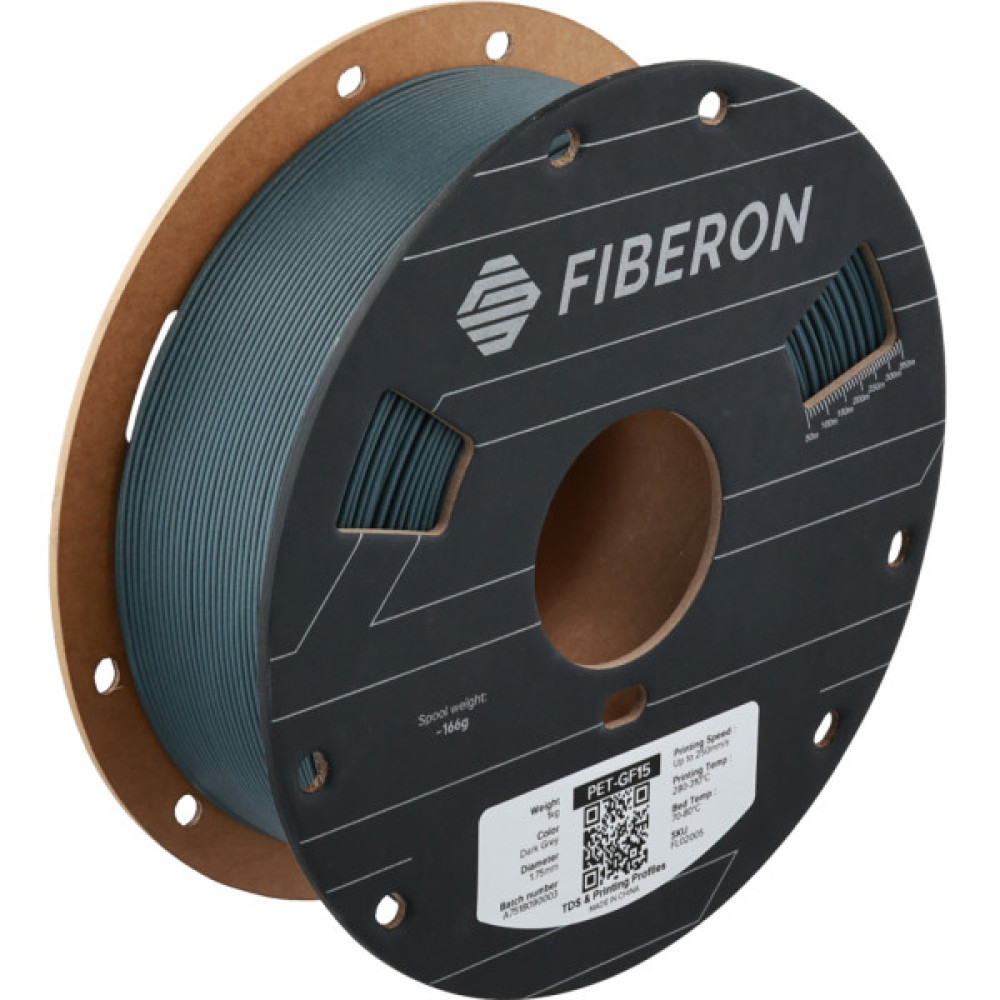 Пластик для 3D-принтера Polymaker Fiberon PET-GF15 1,75mm 0,5kg DARK GREY (FL02005)