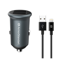 Зарядний пристрій Armorstandart 2xUSB QC3.0 Grey + cable Lightning (ARM82458)