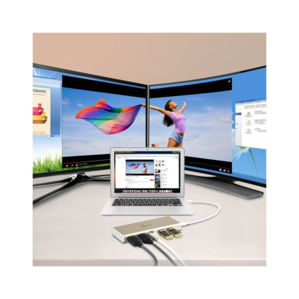 Порт-реплікатор J5create Dock-Station USB-C 6-in-1 (HDMI/PD/USB-A/USB-C/LAN) (JCD381-N)