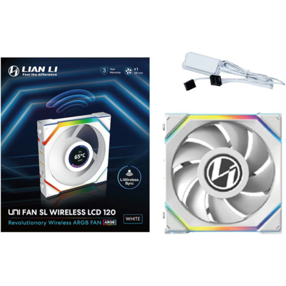 Кулер до корпусу Lian Li UNI Fan SL WIRELESS LCD 120-1, White (G99.12SLLCD1W1W.00)