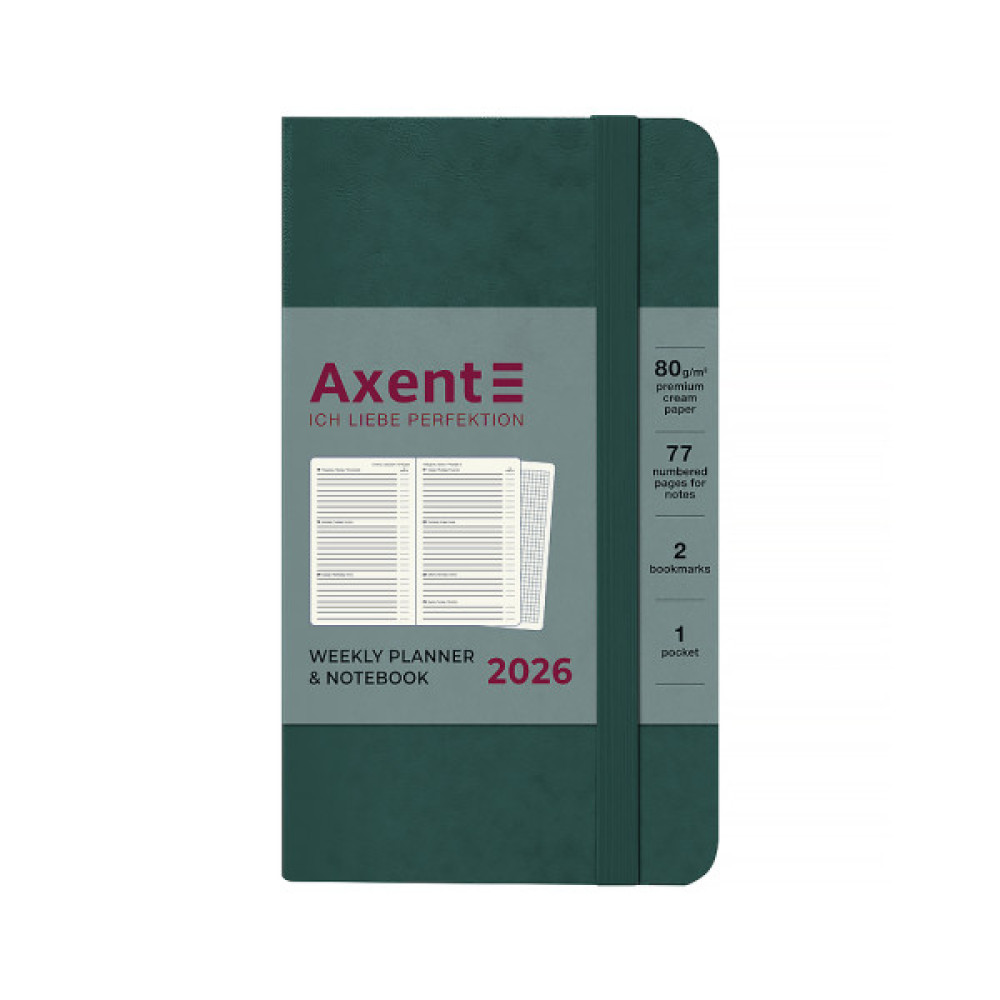 Тижневик Axent датований 2026 Pocket Strong 90х150, малахітовий (8508-26-31-A)