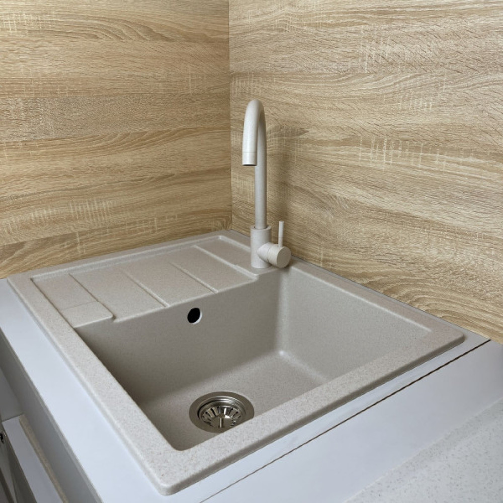 Набір кухонний Adamant Anila, штучний камінь, прямокут., з крилом, 645х495х200мм, чаша - 1, врізна, Avena + змішувач