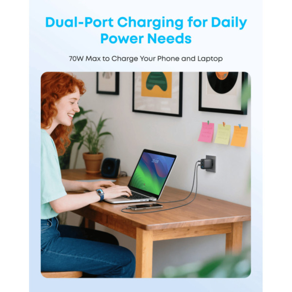 Зарядний пристрій Anker 3xUSB-C PD3.0 + 1xUSB 70W black (A121CG11)