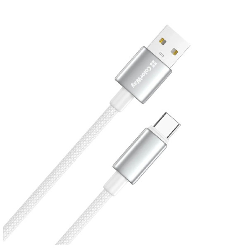 Дата кабель USB 2.0 AM to USB-C 1.0m 3A zinc alloy braided white ColorWay (CW-CBUC098-WT)