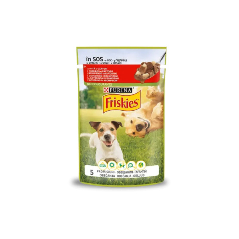 Вологий корм для собак Purina Friskies з яловичиною та картоплею у підливці 85 г (7613035800823/8445290751034)