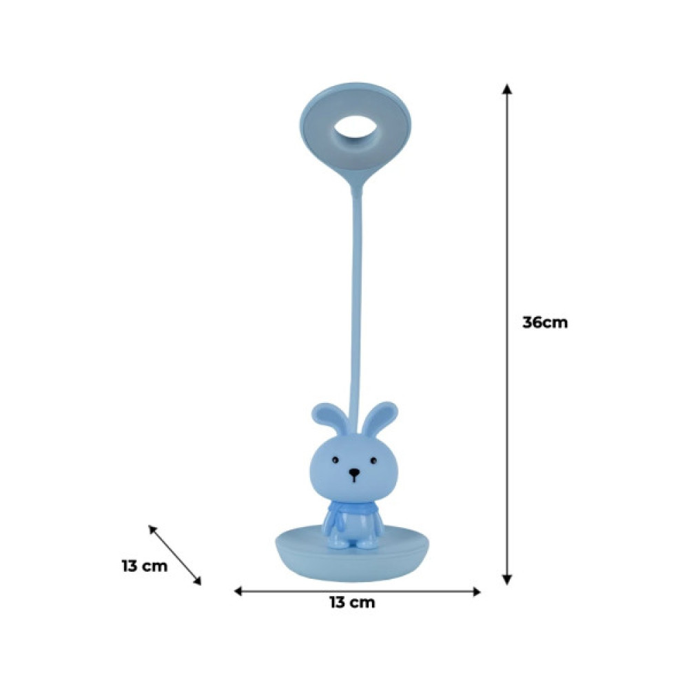 Настільна лампа Kite Bunny LED з акумулятором, блакитна (K24-492-1-3)