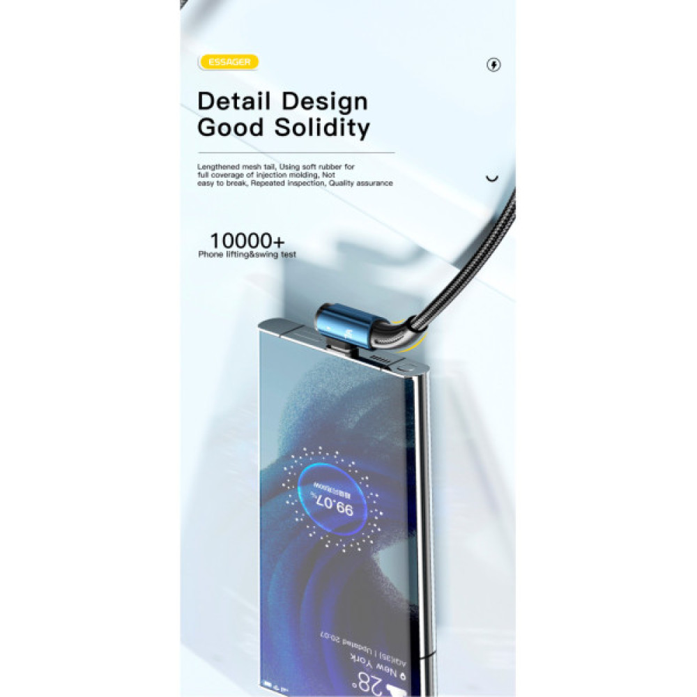 Дата кабель USB 2.0 AM to USB-C 2.0m 100W black Essager (EXCWT7A-CGA01-P)