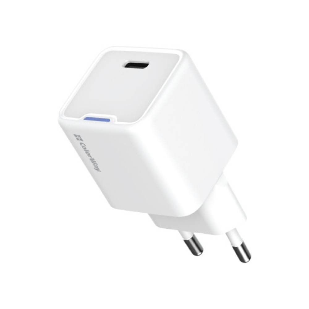 Зарядний пристрій ColorWay GaN Mini 25W PD Port PPS USB-C white (CW-CHS052PD-WT)