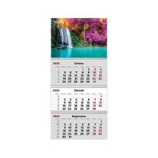 Календар Axent настінний квартальний на 2026 р. (3 пружини) Waterfalls 1 (8803-26-4-A)