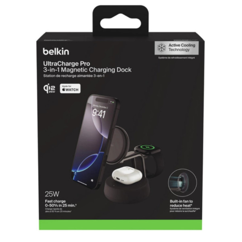 Зарядний пристрій Belkin UltraCharge Pro Wireless 3-in-1 25W charcoal (WIZ040KQCH)