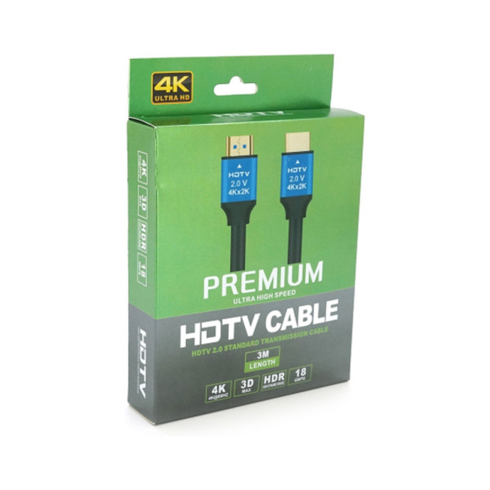 Кабель мультимедійний HDMI M to HDMI M 3.0m V2.0 4Kx2K black Merlion (YT-HDMI(M)/(M)4KV2.0-3.0m/19118)